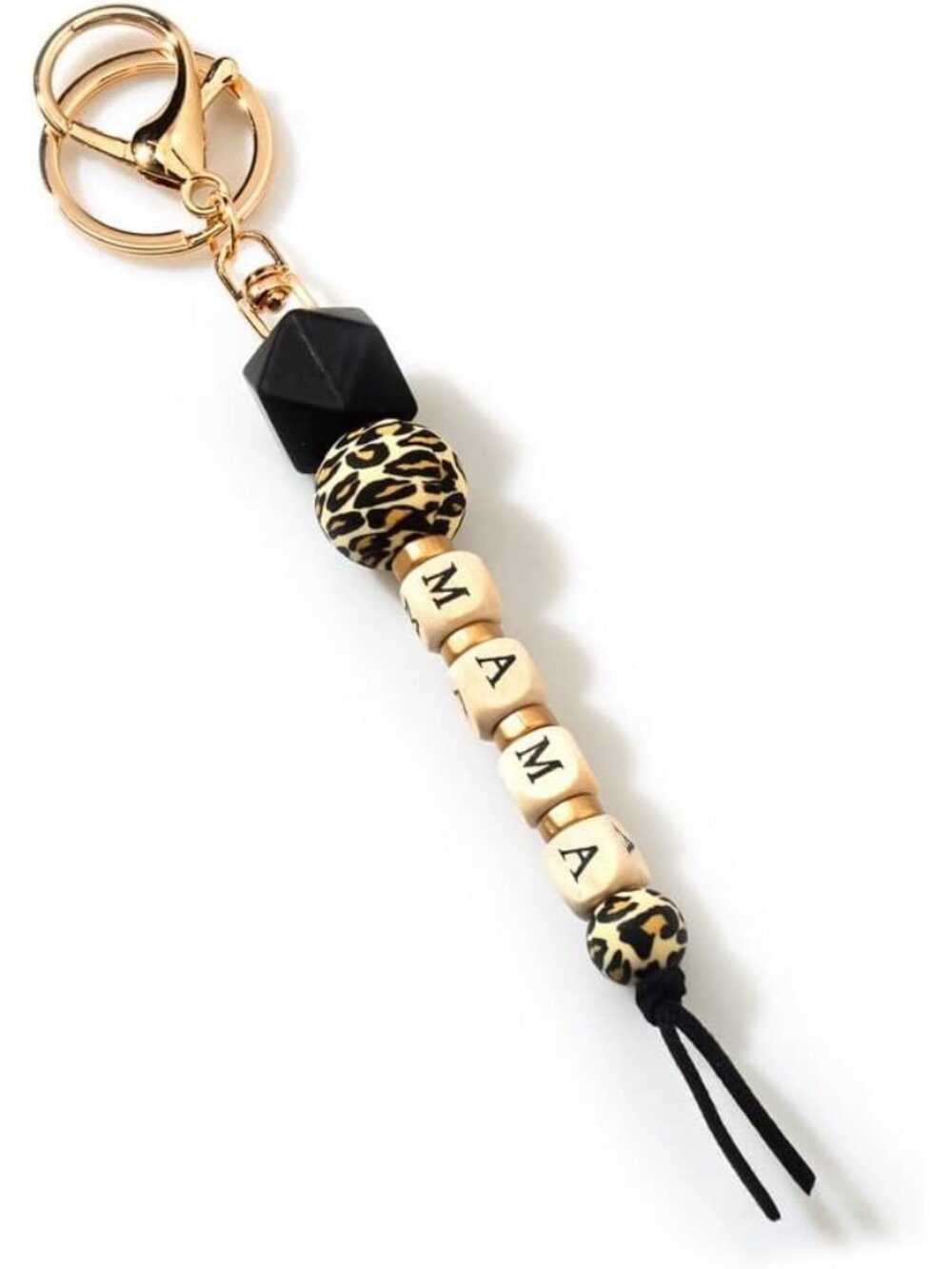 Leopard Print Silicone Bead Keychain Fashion Bag Pendant MAMA Keychain for Mom,